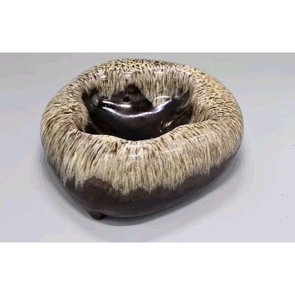 Vintage Evangeline Pottery Ashtray 910 Brown Drip Glaze Canadian Abstract Art - Picture 3 of 5